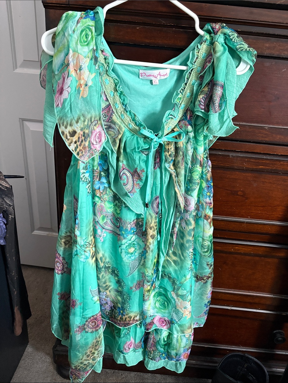 Pretty Angel Teal/Green Floral Long Tunic